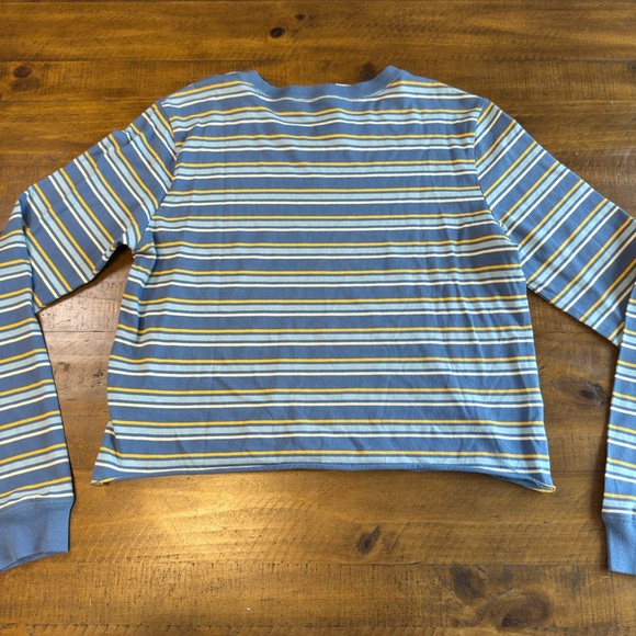 PacSun women’s BLUE STRIPED CROPPED LONG SLEEVE top size small nwt - Picture 5 of 5